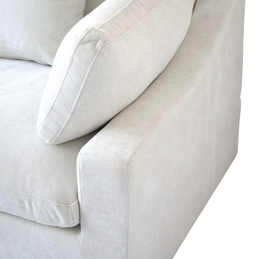 Deluxe Cloud 4-Seater White Pit Sectional | 7-Piece (Includes 3 Ottomans), Chenille And Linen Fabric, Washable Cushion Covers