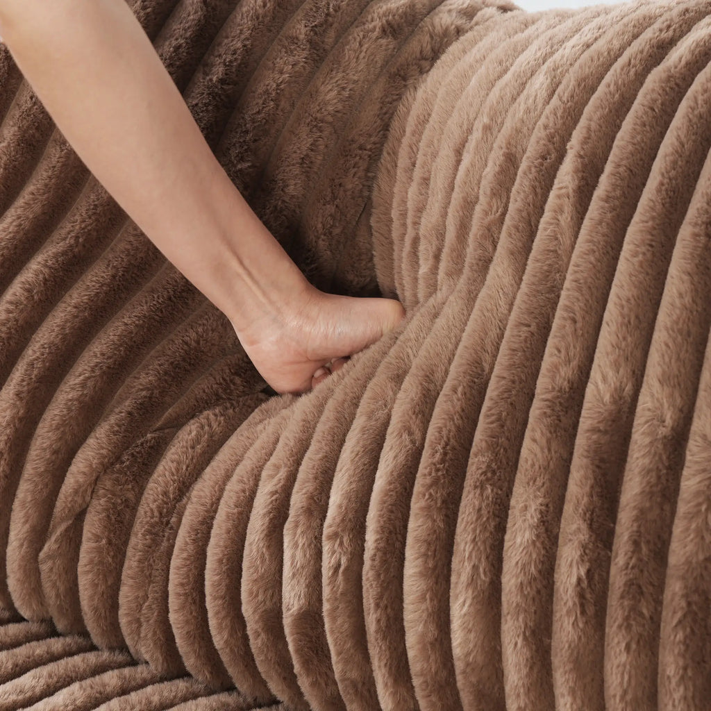 Deluxe Cloud Brown 4-Seater L-Shaped Sectionals | 5-Piece (includes 1 ottoman), Plush Fabric, Removable & Washable Covers