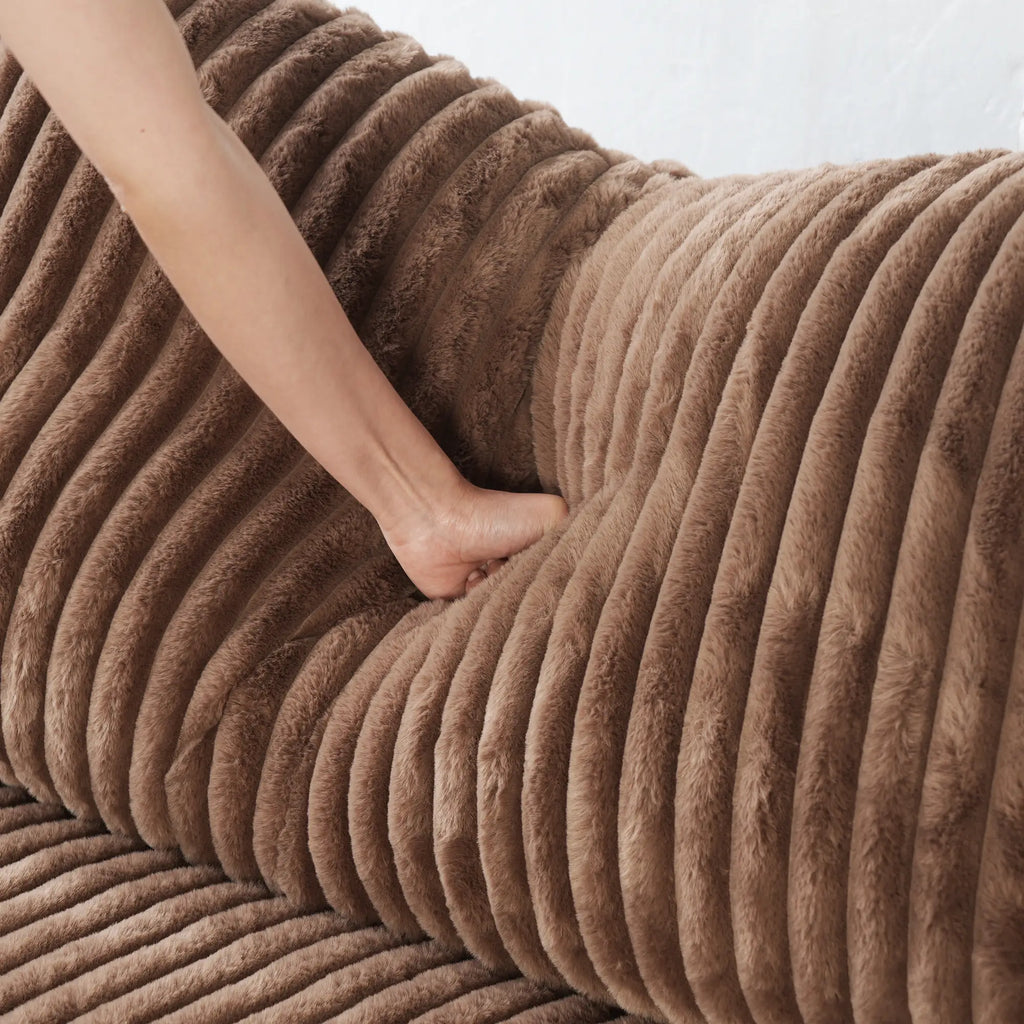 Deluxe Cloud Brown 4-Seater L-Shaped Sectionals | 5-Piece (includes 1 ottoman), Plush Fabric, Removable & Washable Covers
