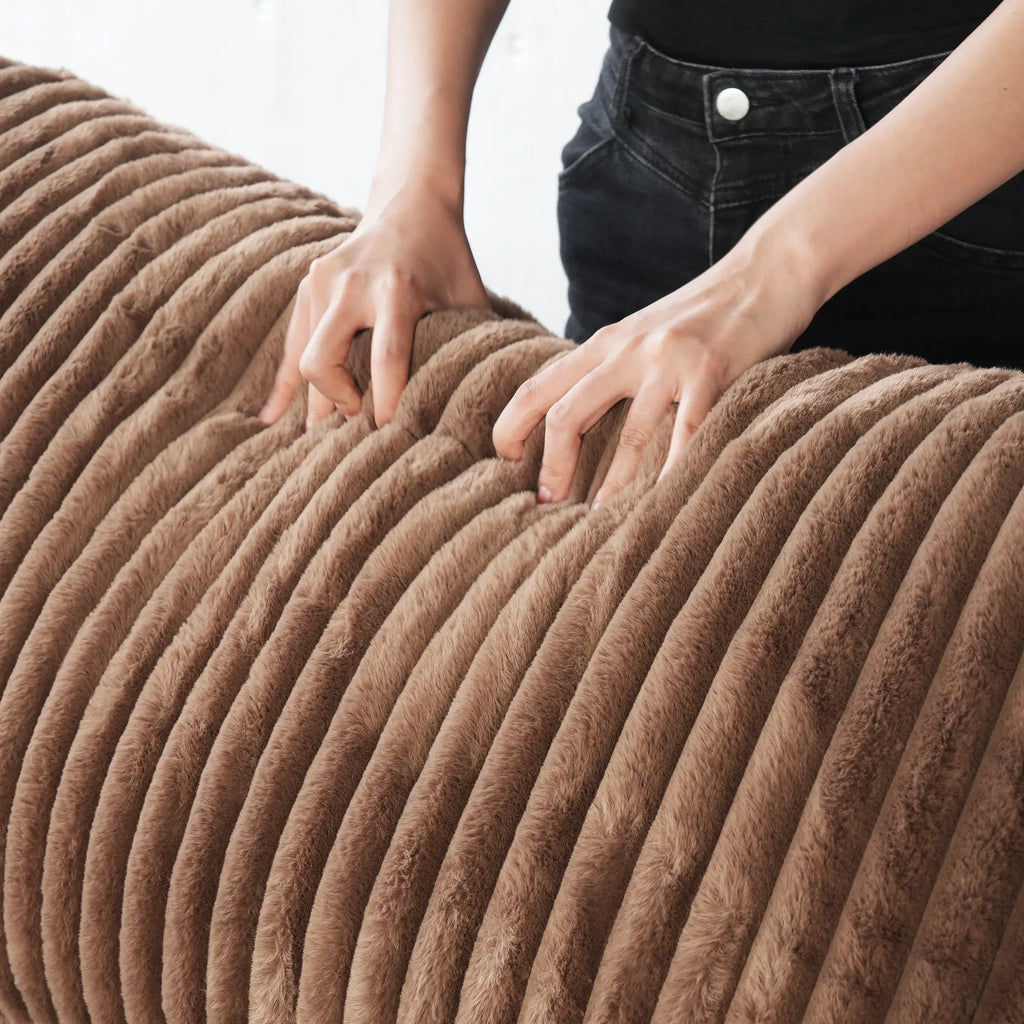 Deluxe Cloud Brown 6-Seater V-Shaped Sectionals | 7-Piece (includes 1 ottoman), Plush Fabric, Removable & Washable Covers