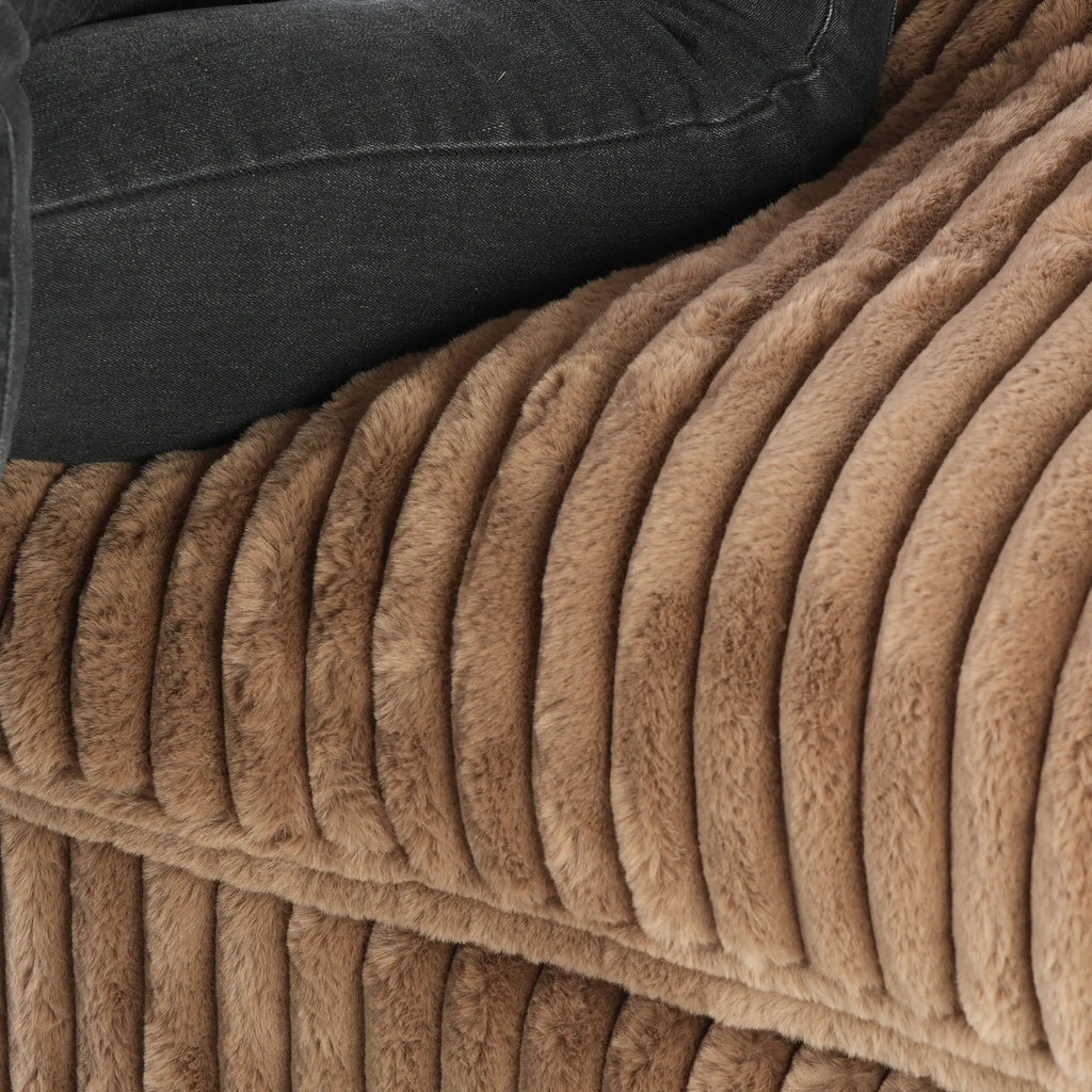 Deluxe Cloud Brown 6-Seater V-Shaped Sectionals | 7-Piece (includes 1 ottoman), Plush Fabric, Removable & Washable Covers