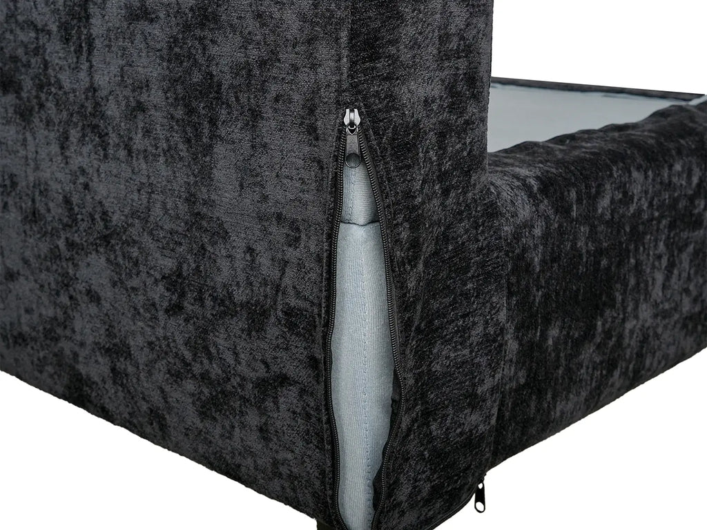 Deluxe Cloud 4-Seater Black U-Shaped Sectional | 6-Piece (Includes 2 Ottomans), Linen-Blend Chenille Fabric, Washable Cushion Covers