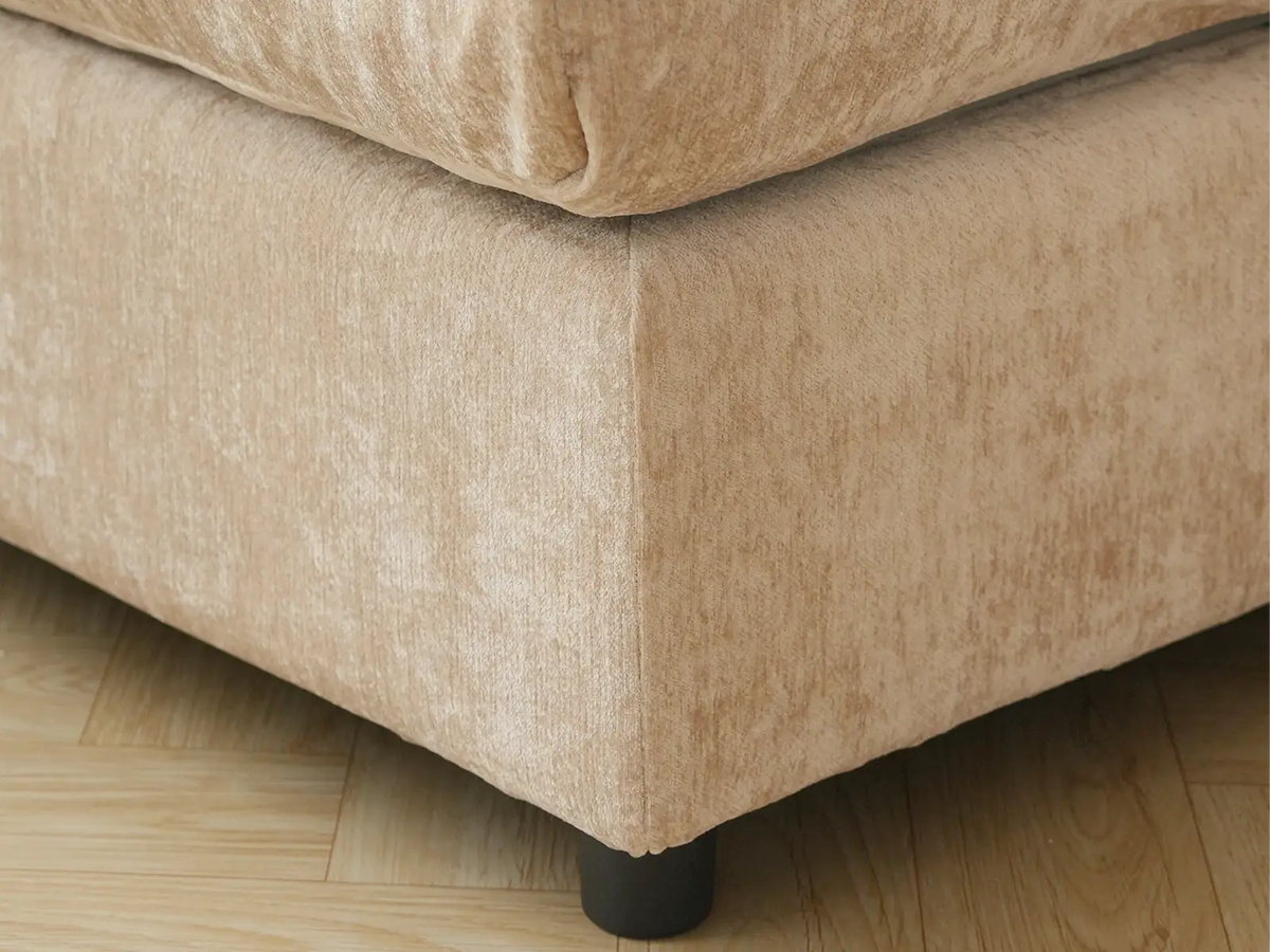Deluxe Cloud 4-Seater Khaki Large Space L-Shaped Sectional | 5-Piece (Includes 1 Ottoman), Linen-Blend Chenille Fabric, Easy To Clean
