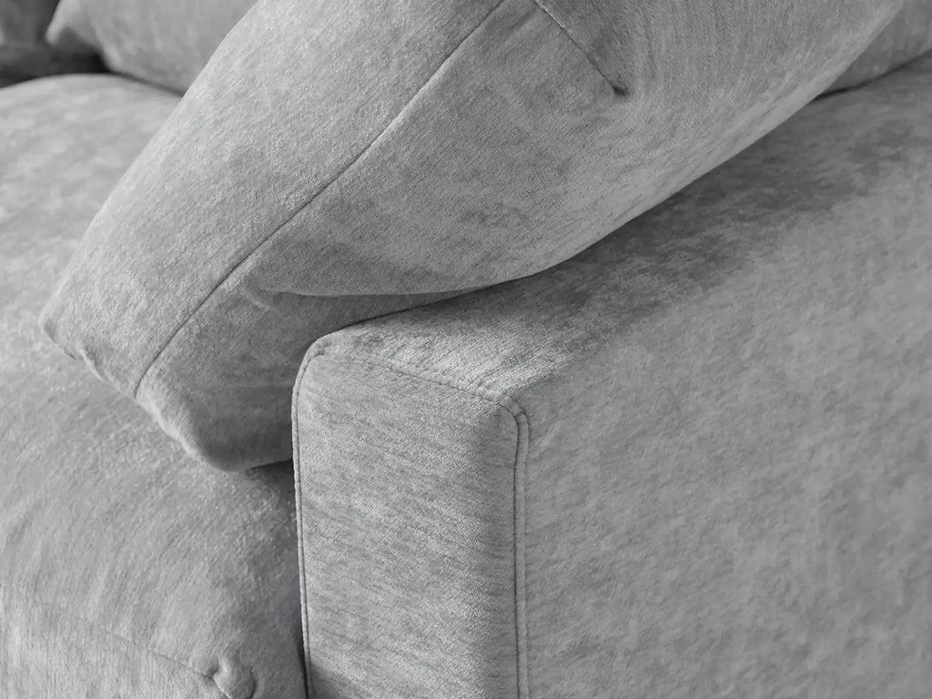 Deluxe Cloud 4-Seater Light Grey Couch Sectional | 4-Piece, Linen-Blend Chenille Fabric, Washable Cushion Covers