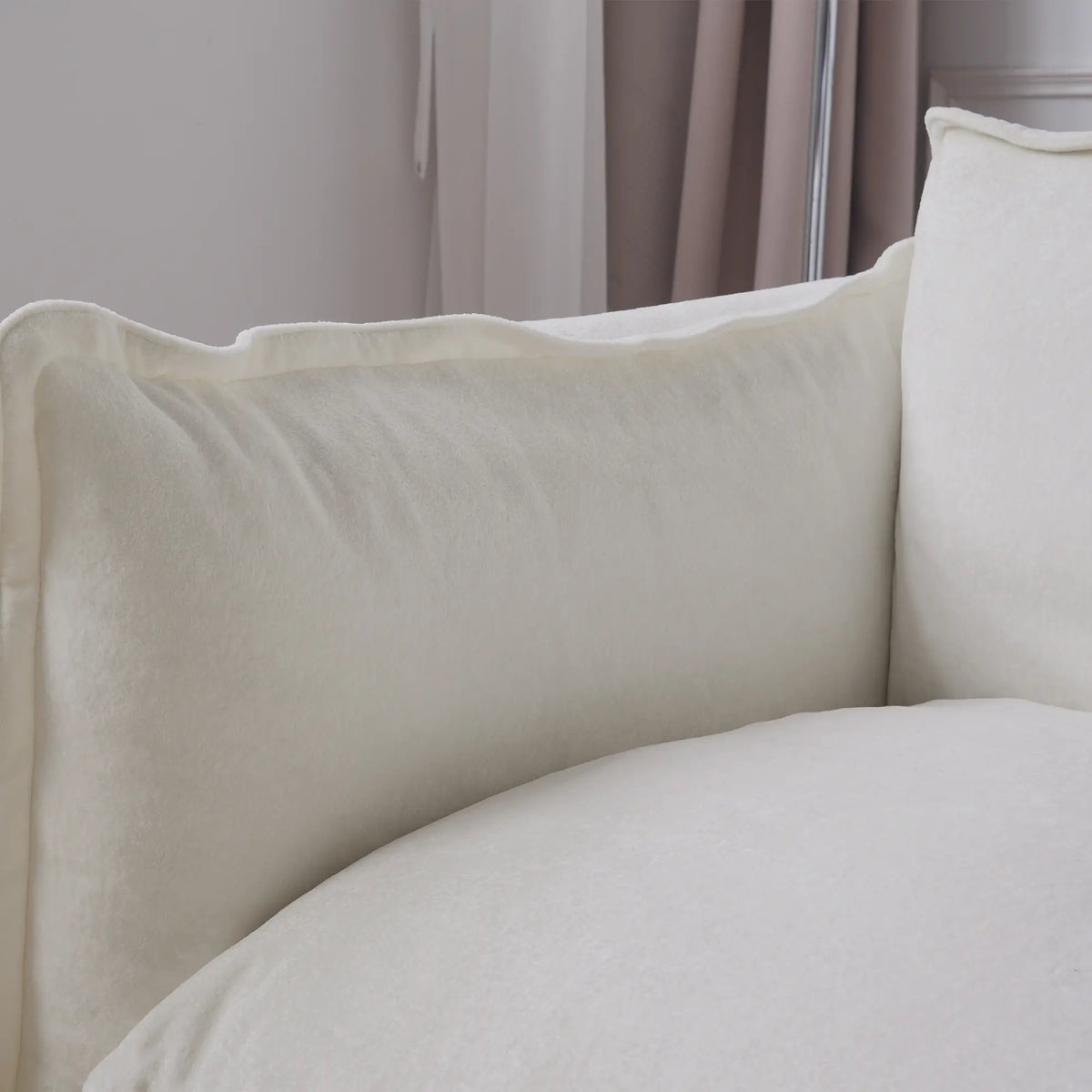 Deluxe Cloud Beige Modular Ottoman | 1-Piece, Velvet Fabric, Small Space