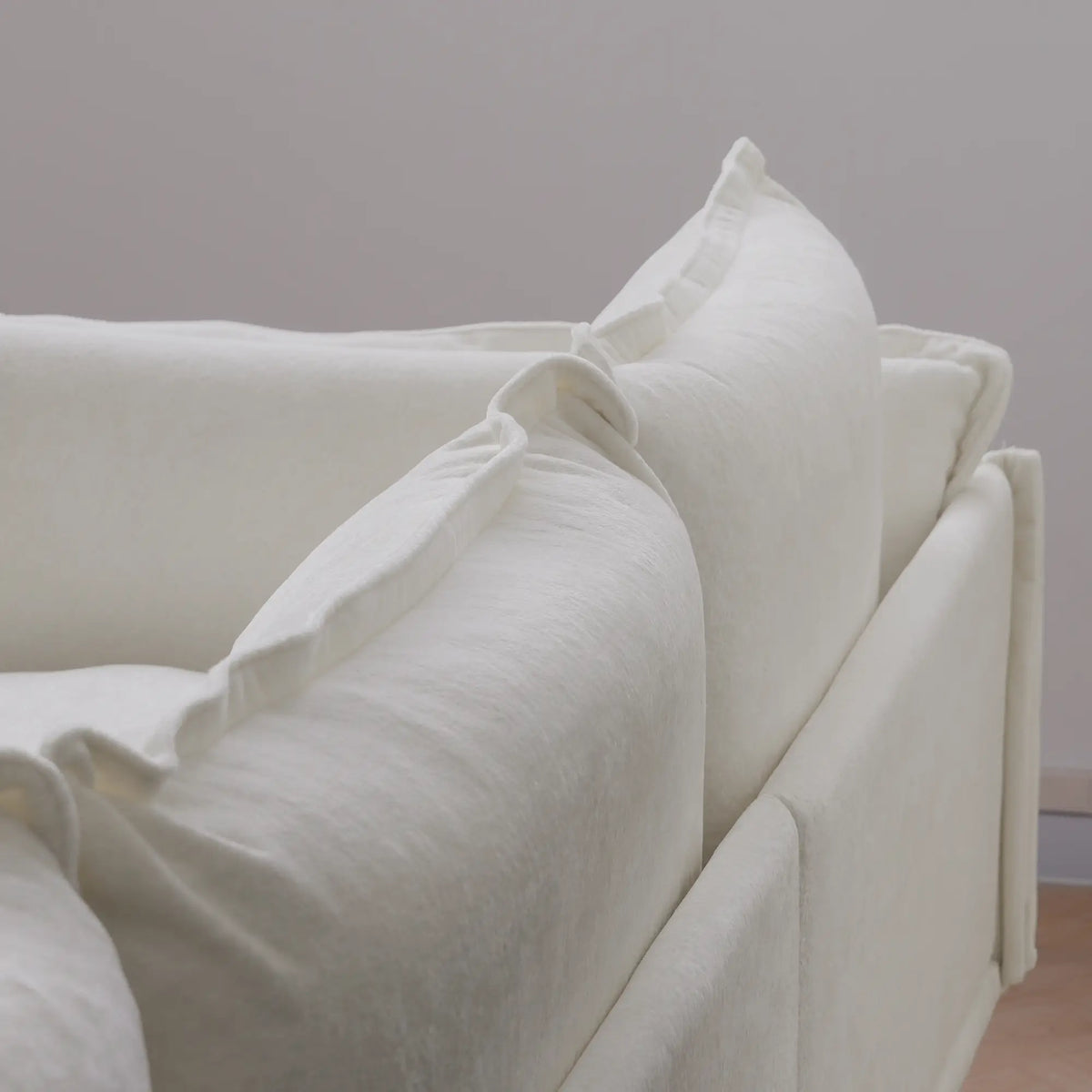 Deluxe Cloud 1-Seater Beige Modular Single Sofa | 1-Piece, Velvet Fabric, Small Space