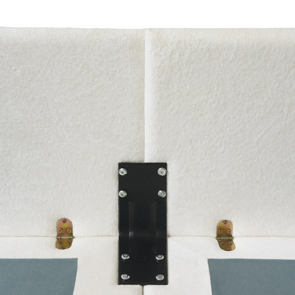 Deluxe Cloud Beige Modular Ottoman | 1-Piece, Velvet Fabric, Small Space
