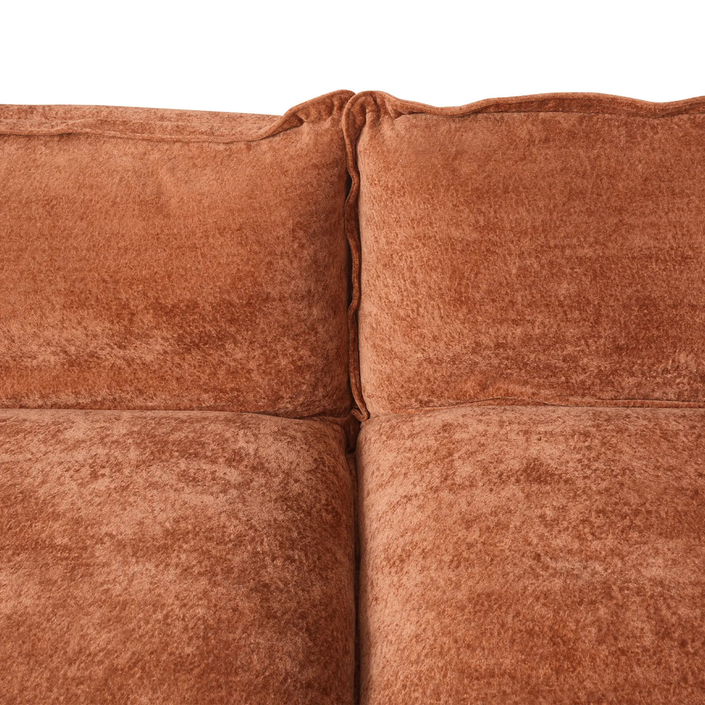 Deluxe Cloud 3-Seater Orange Modular U-Shaped Sectional | 5-Piece (includes 2 Ottomans), Velvet Fabric, Roomy Layout