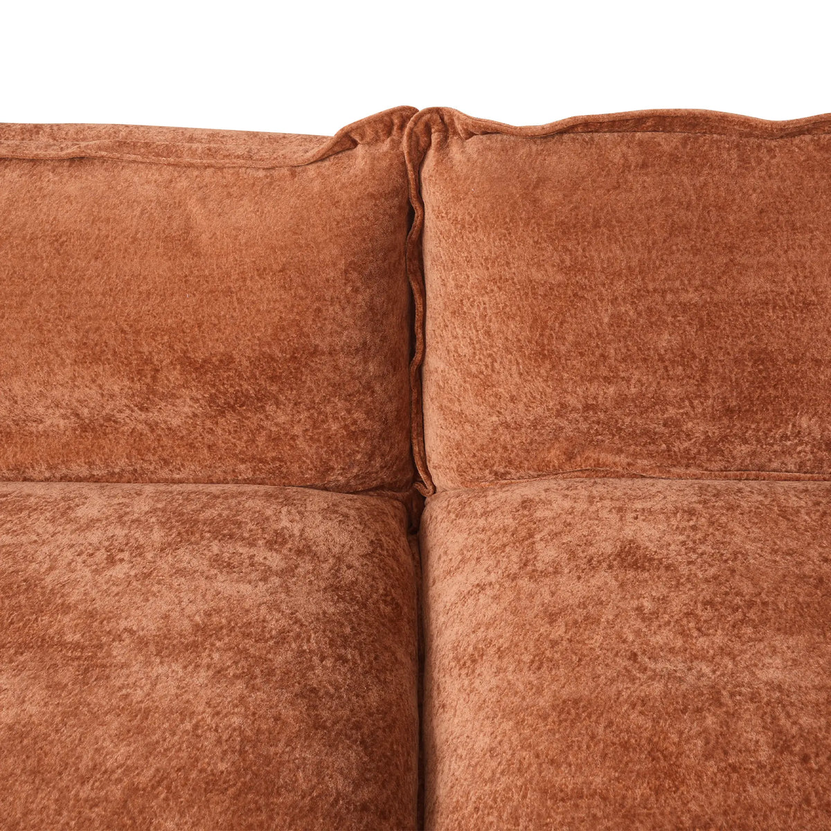 Deluxe Cloud 3-Seater Orange Modular U-Shaped Sectional | 5-Piece (includes 2 Ottomans), Velvet Fabric, Roomy Layout