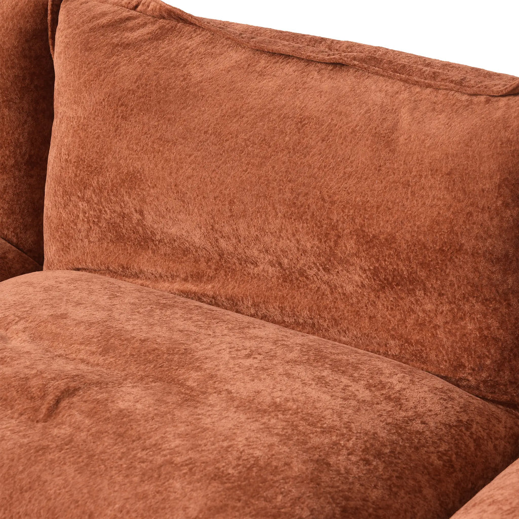 Deluxe Cloud 3-Seater Orange Modular U-Shaped Sectional | 5-Piece (includes 2 Ottomans), Velvet Fabric, Roomy Layout