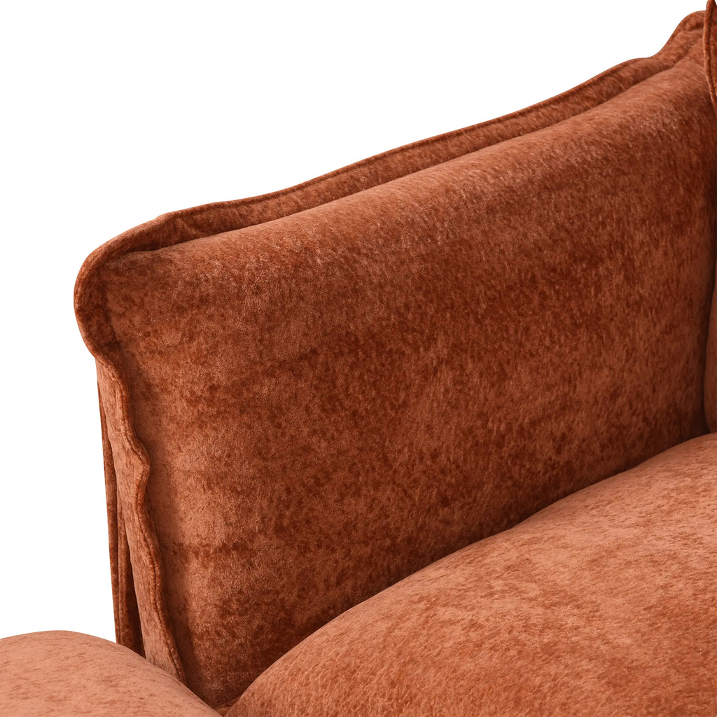 Deluxe Cloud 3-Seater Orange Modular U-Shaped Sectional | 5-Piece (includes 2 Ottomans), Velvet Fabric, Roomy Layout