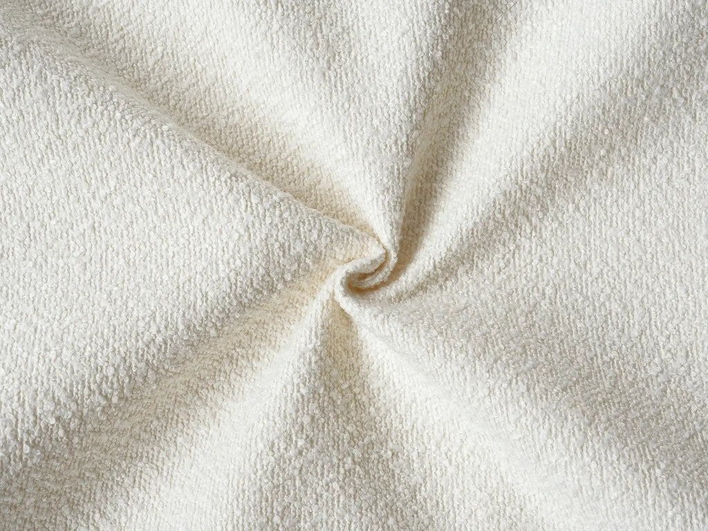 Deluxe Cloud Beige Small Space Ottoman | 1-Piece (Includes 1 Ottoman), Bouclé Sherpa-Like Fabric, Easy To Clean