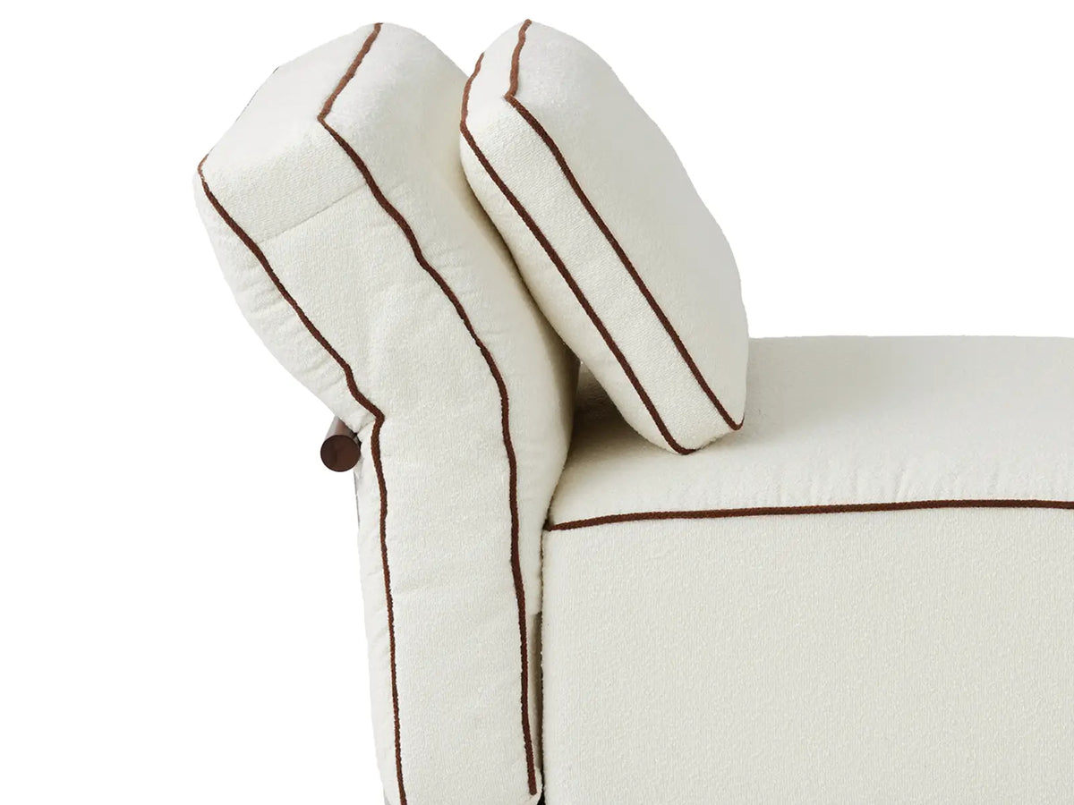 Deluxe Cloud Beige Small Space Ottoman | 1-Piece (Includes 1 Ottoman), Bouclé Sherpa-Like Fabric, Easy To Clean