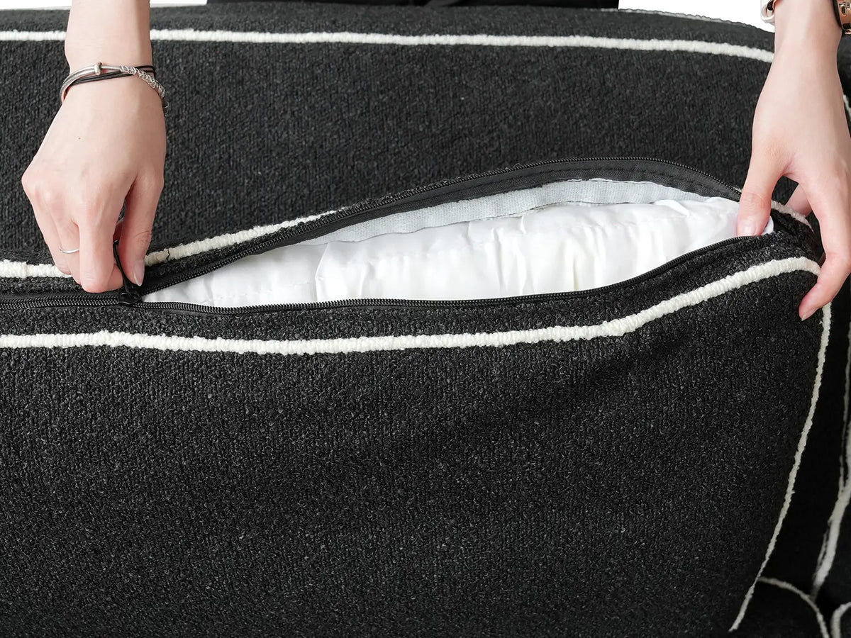 Deluxe Cloud 1-Seater Black Small Space Single Sofa | 1-Piece, Bouclé Sherpa-Like Fabric, Easy To Clean