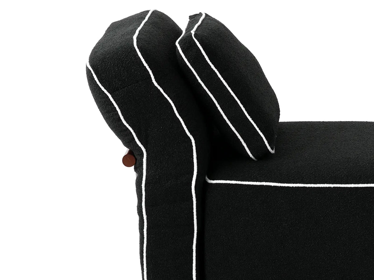 Deluxe Cloud 4-Seater Black Large Space L-Shaped Sectional | 5-Piece (Includes 1 Ottoman), Bouclé Sherpa-Like Fabric, Easy To Clean