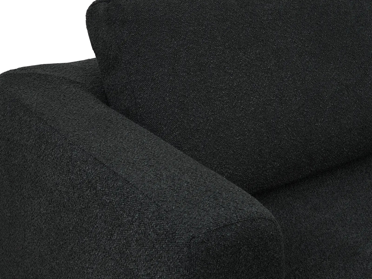 Deluxe Cloud 4-Seater Black V-Shaped Sectional | 5-Piece (Includes 1 Ottoman), Bouclé Sherpa-Like Fabric, Washable Cushion Covers