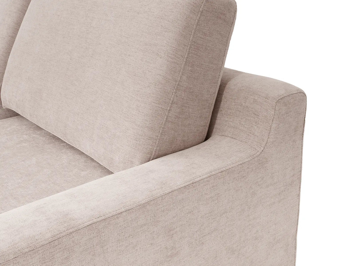 Deluxe Cloud 4-Seater Khaki L-Shaped Sectional | 6-Piece (Includes 2 Ottomans), Linen Look Poly Fabric, Washable Cushion Covers