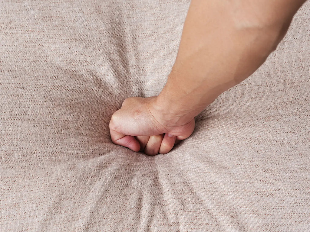 Deluxe Cloud 4-Seater Khaki L-Shaped Sectional | 5-Piece (Includes 1 Ottoman), Linen Look Poly Fabric, Washable Cushion Covers