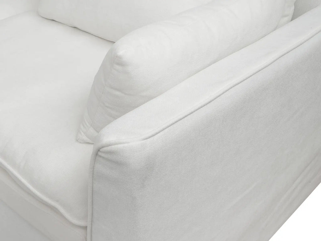 Deluxe Cloud 1-Seater White Small Space Single Sofa | 1-Piece, Linen Look Poly Fabric, Living Room Accent, Easy To Clean