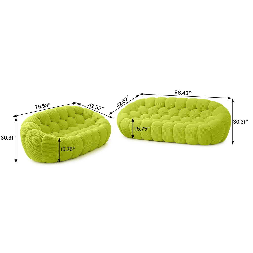 Essential 5-Seater lime-green 3D-Knitted Fabric V-Shaped Sectionals | 2-Piece, 3D-Knitted Fabric, Apartment Friendly