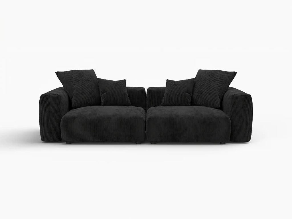 Matrix 2-Seater Black Washable Loveseat | 2-Piece, Corduroy Fabric, Modular Design