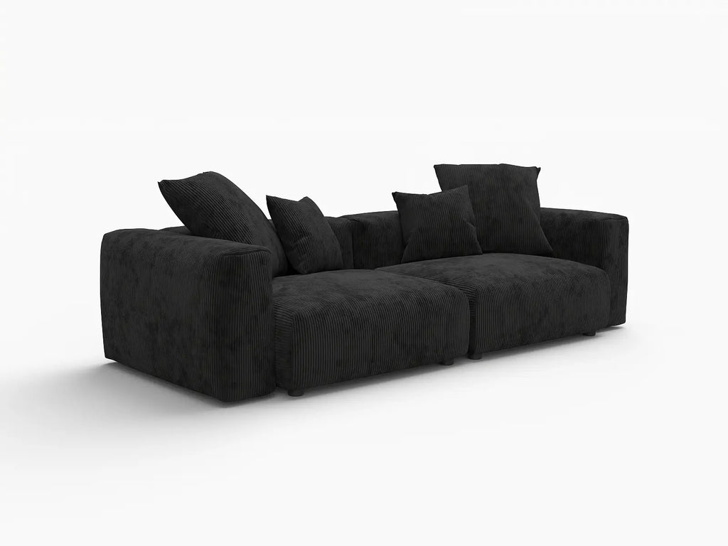 Matrix 2-Seater Black Washable Loveseat | 2-Piece, Corduroy Fabric, Modular Design
