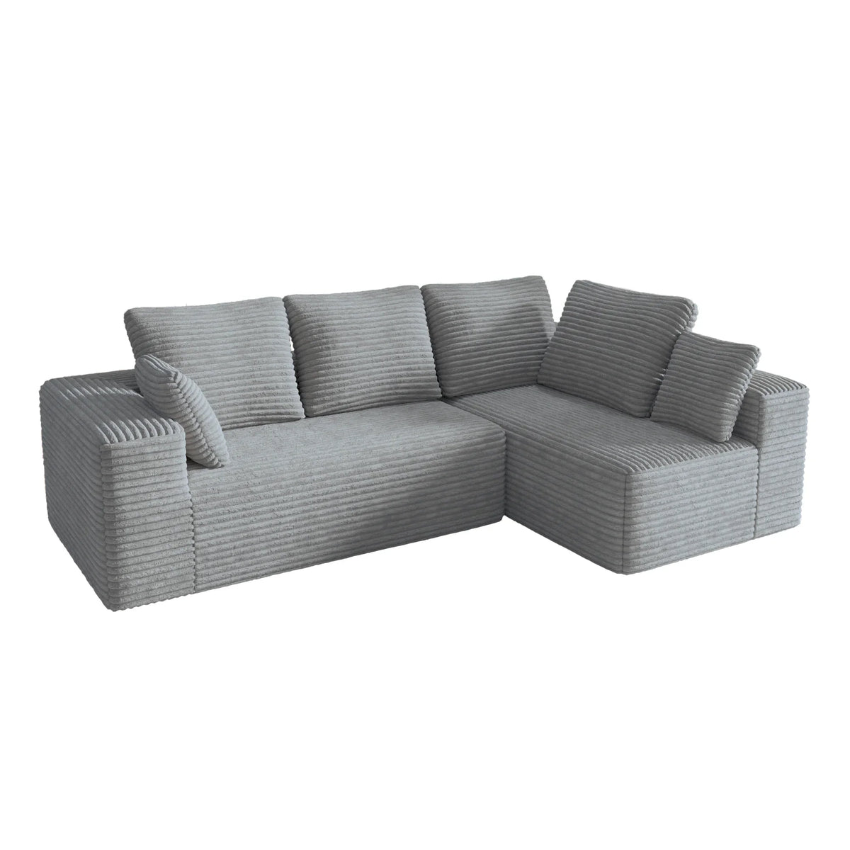 Matrix 4-Seater light-grey Modular L-Shaped Sectionals | 2-Piece, Corduroy Fabric, Compact Design