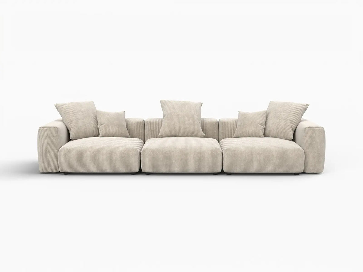 Matrix 3-Seater Beige Washable Couch Sectional | 3-Piece, Corduroy Fabric, Modular Design