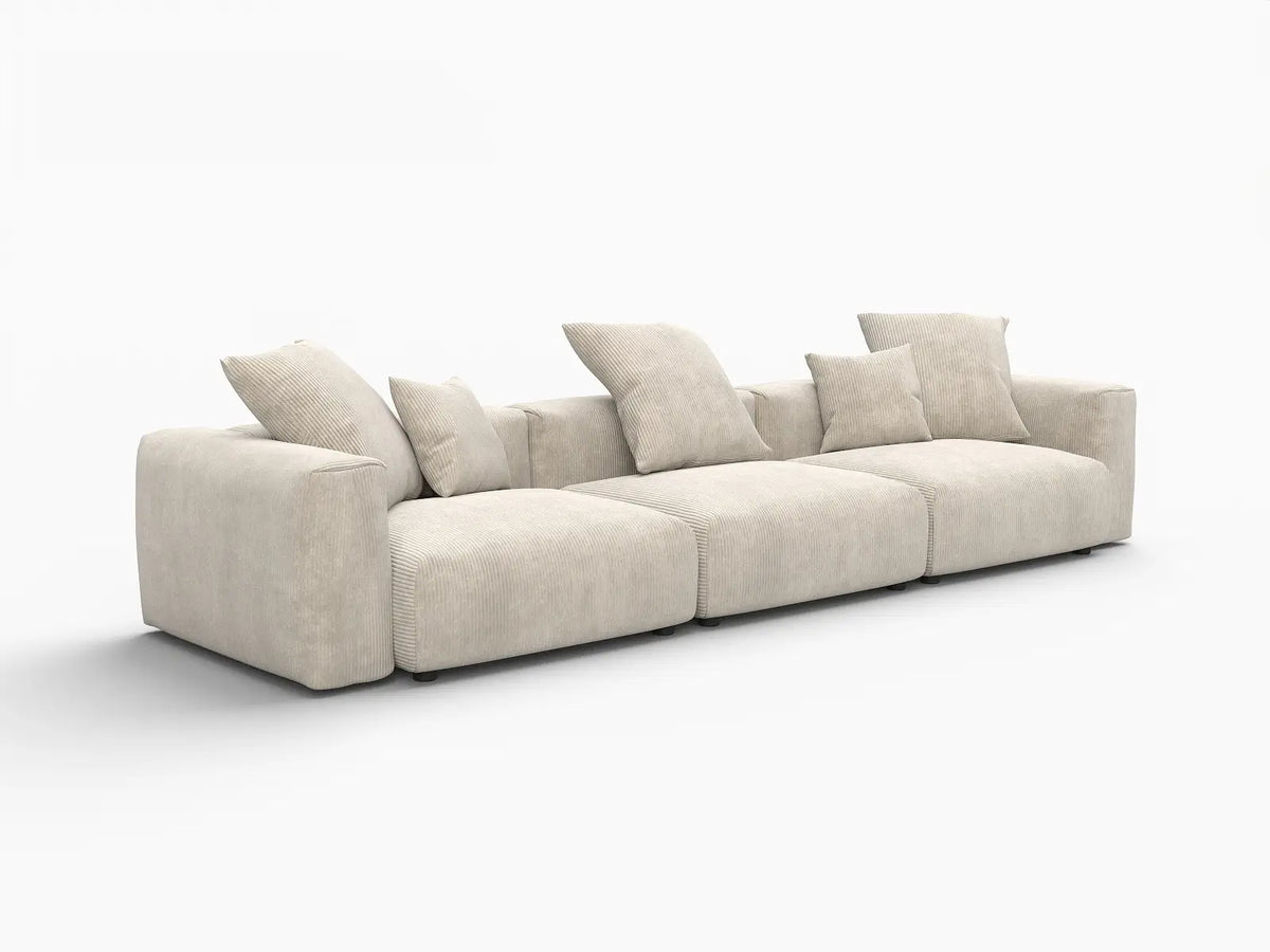 Matrix 3-Seater Beige Washable Couch Sectional | 3-Piece, Corduroy Fabric, Modular Design