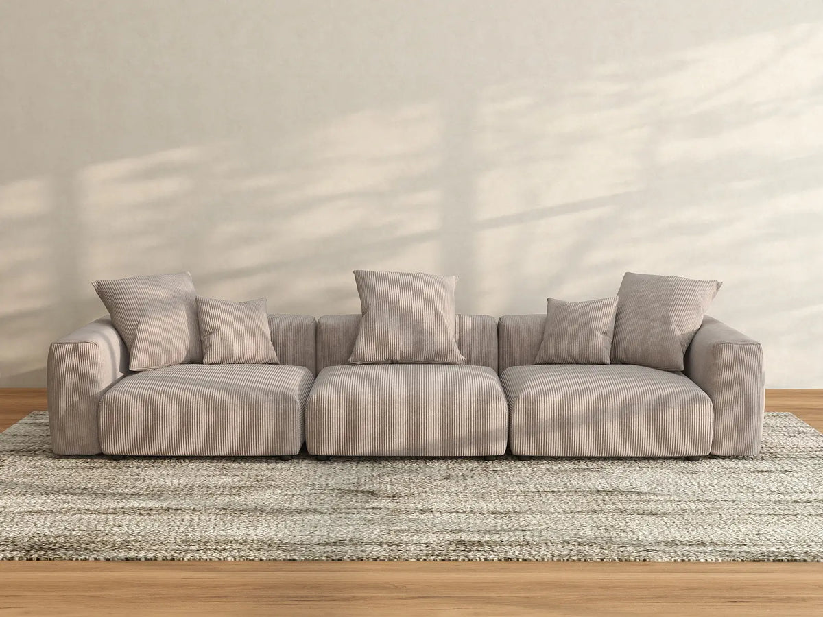 Matrix 3-Seater Brown Washable Couch Sectional | 3-Piece, Corduroy Fabric, Modular Design