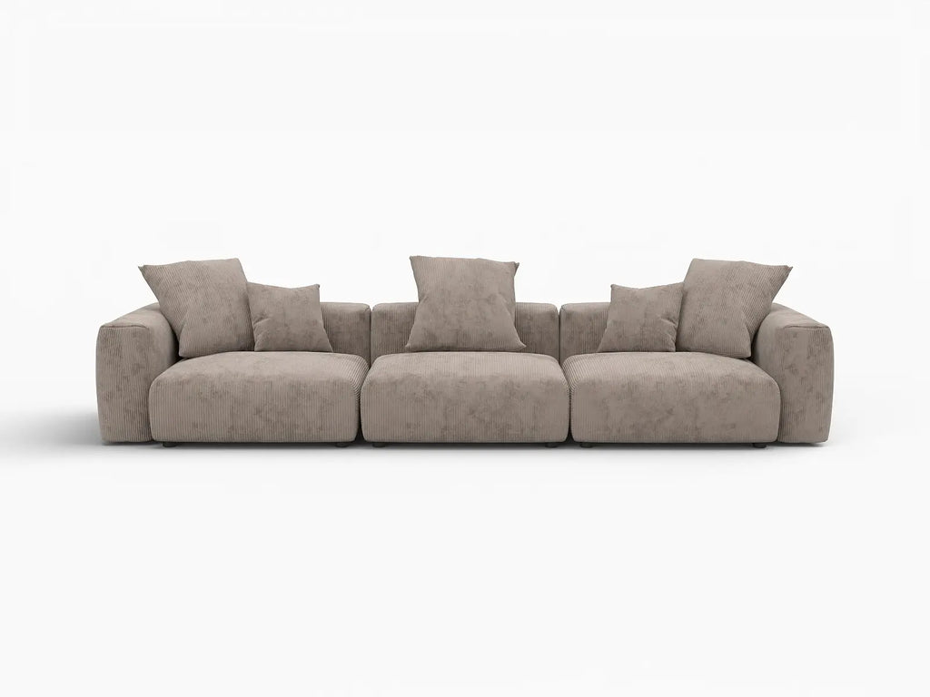 Matrix 3-Seater Brown Washable Couch Sectional | 3-Piece, Corduroy Fabric, Modular Design