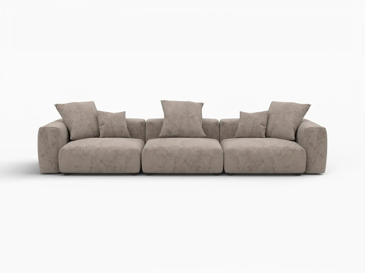 Matrix 3-Seater Brown Washable Couch Sectional | 3-Piece, Corduroy Fabric, Modular Design
