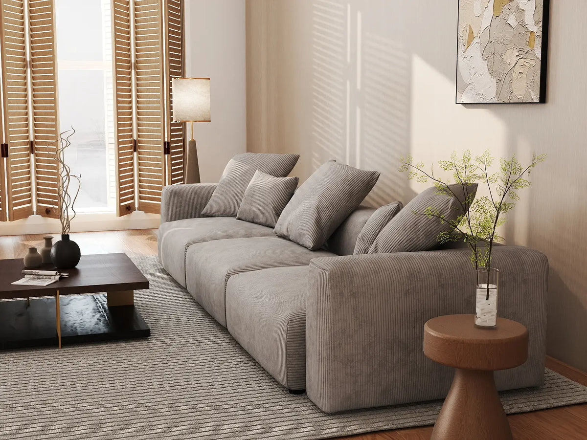Matrix 3-Seater Brown Washable Couch Sectional | 3-Piece, Corduroy Fabric, Modular Design