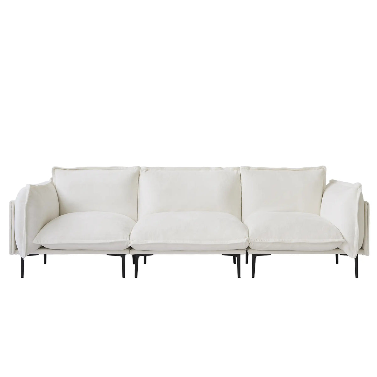 Deluxe Cloud 3-Seater Beige Modular Couch Sectional | 3-Piece, Velvet Fabric, Small Space