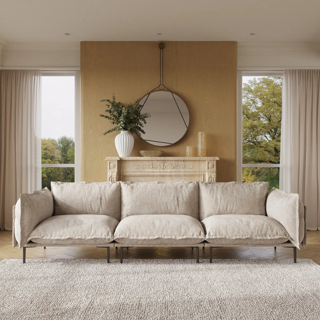 Deluxe Cloud 3-Seater Brown Modular Couch Sectional | 3-Piece, Velvet Fabric, Apartment Friendly