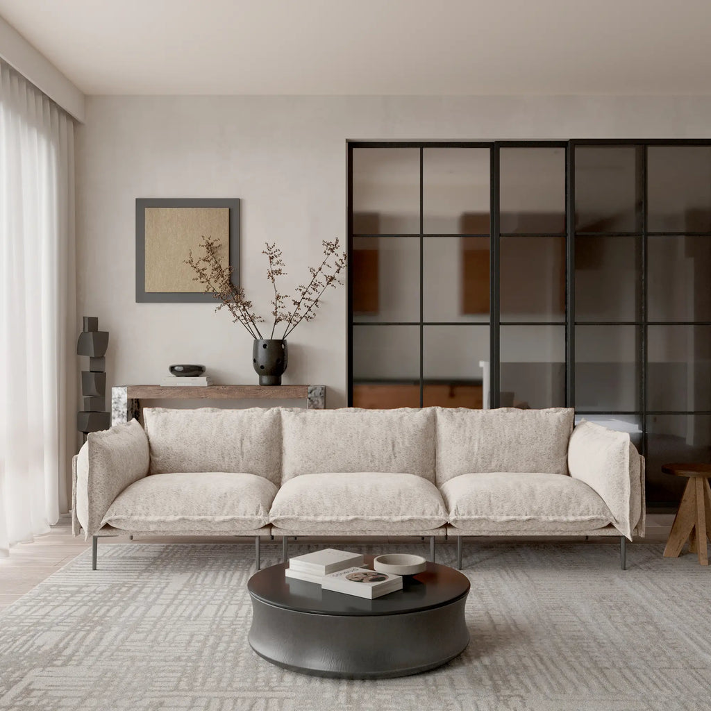 Deluxe Cloud 3-Seater Brown Modular Couch Sectional | 3-Piece, Velvet Fabric, Apartment Friendly