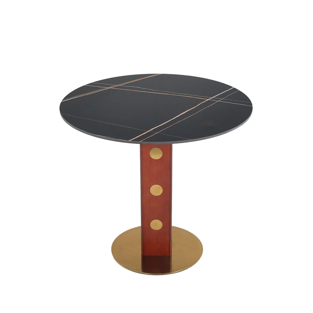 Nero Sintered Stone Bistro Table | 34" Black Round With Wood Base
