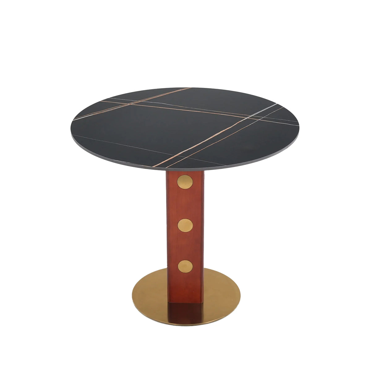 Nero Sintered Stone Bistro Table | 34" Black Round With Wood Base
