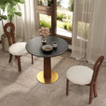 Nero Sintered Stone Bistro Table | 34" Black Round With Wood Base