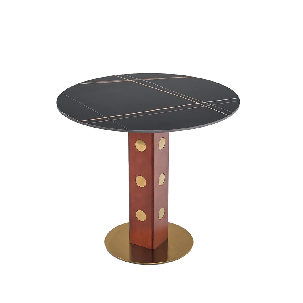 Nero Sintered Stone Bistro Table | 34" Black Round With Wood Base