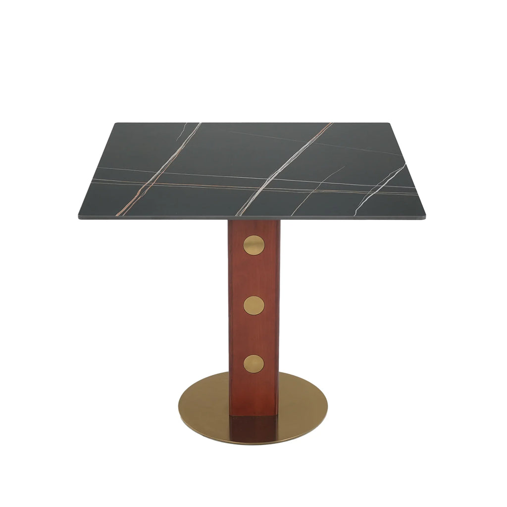 Nero Sintered Stone Bistro Table | 34" Black Square With Wood Base