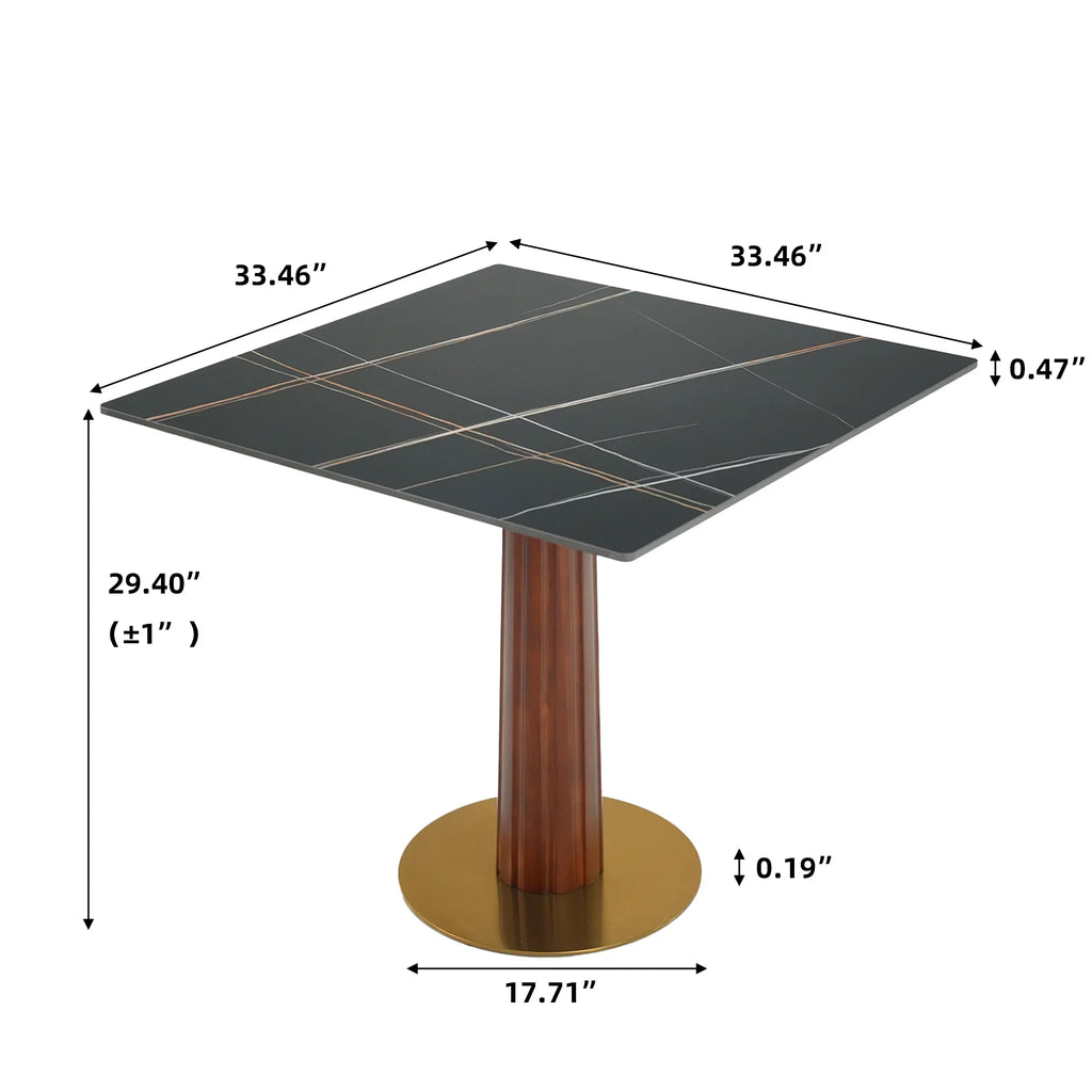Nero Sintered Stone Bistro Table | 34" Black Square With Wood Base