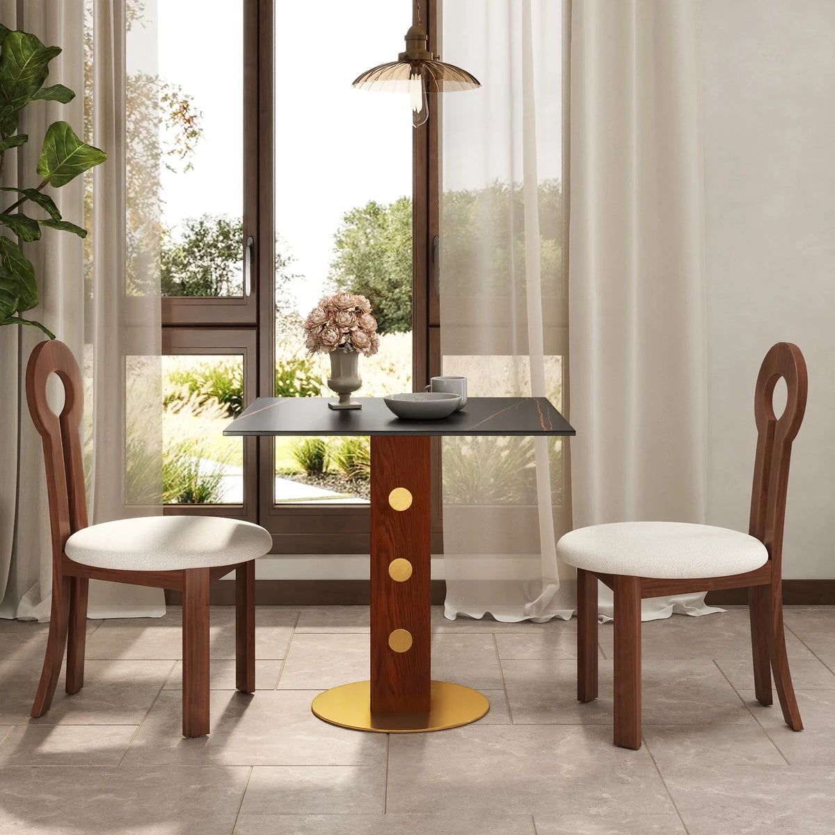 Nero Sintered Stone Bistro Table | 34" Black Square With Wood Base