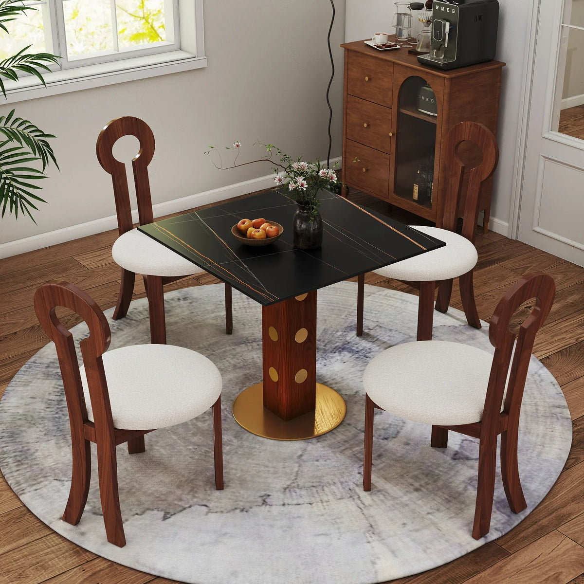Nero Sintered Stone Bistro Table | 34" Black Square With Wood Base