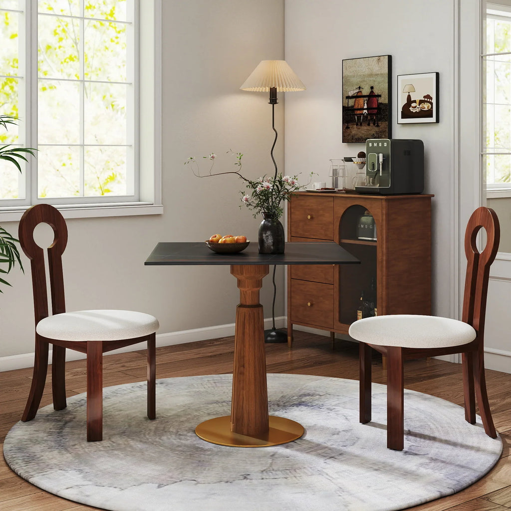 Nero Sintered Stone Bistro Table | 34" Black Square With Wood Base