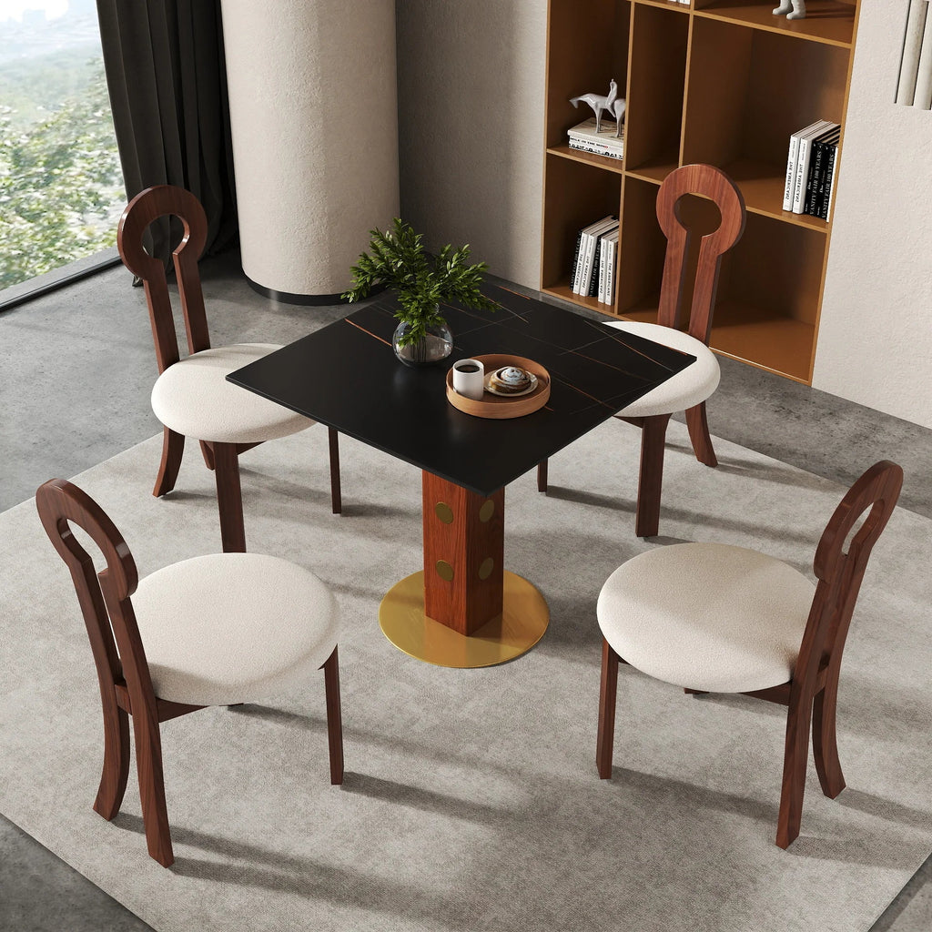 Nero Sintered Stone Bistro Table | 34" Black Square With Wood Base