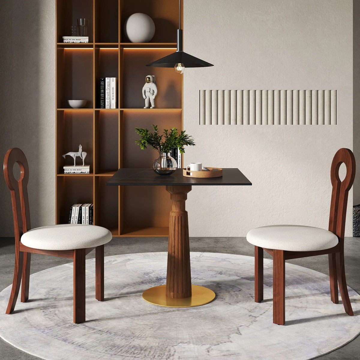 Nero Sintered Stone Bistro Table | 34" Black Square With Wood Base