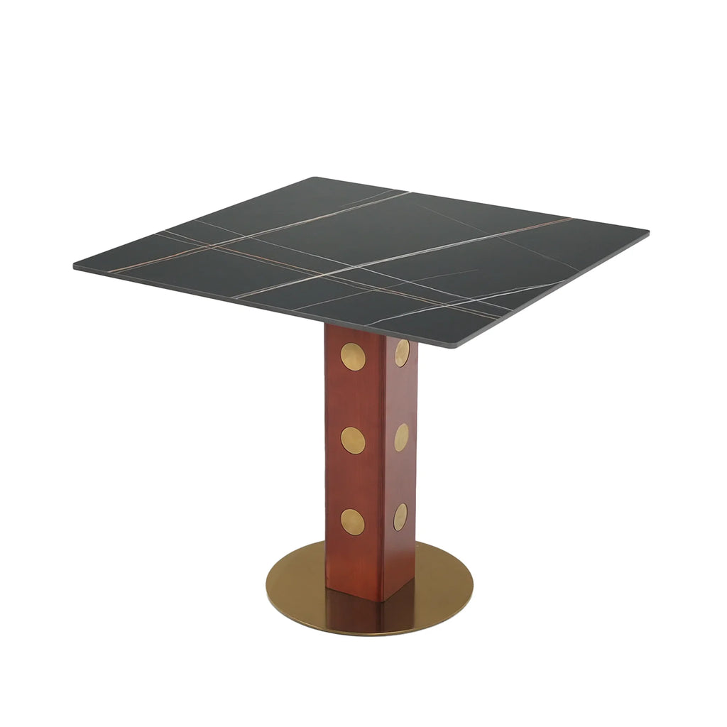 Nero Sintered Stone Bistro Table | 34" Black Square With Wood Base