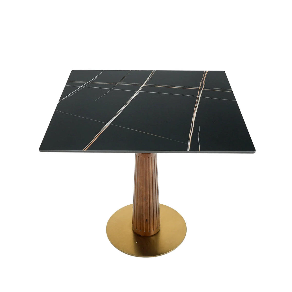 Nero Sintered Stone Bistro Table | 34" Black Square With Wood Base