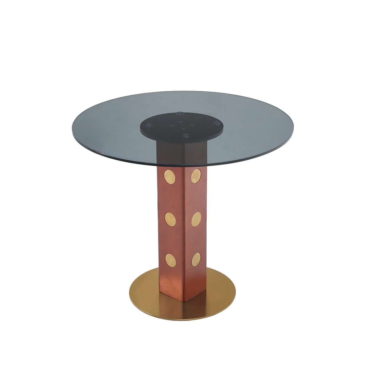 Oro Glass Bistro Table | 34" Gray Round With Wood Base